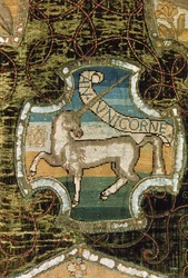Unicorn, from the Oxburgh Hanging, made by Mary Queen of Scots and Elizabeth Talbot, Countess of Shrewsbury, c.1570